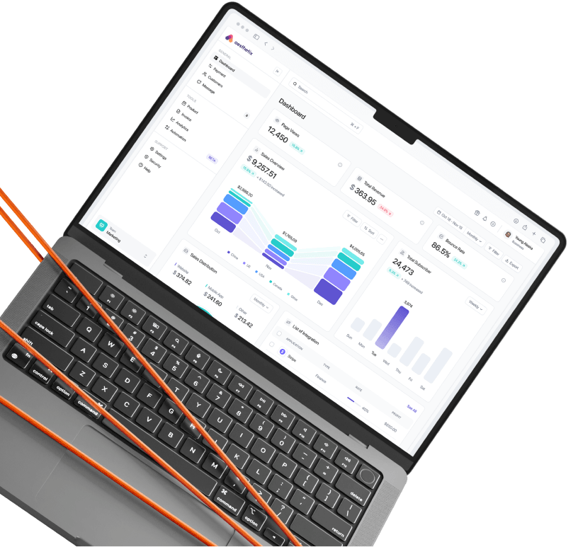 Aesthetix Hub CRM dashboard on a laptop