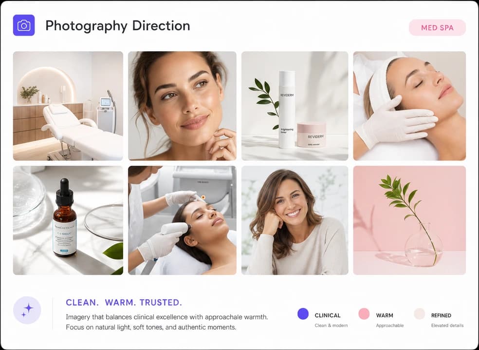 Med spa photography direction moodboard