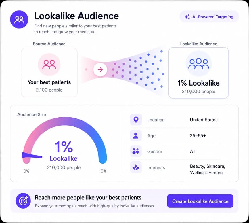 Meta lookalike audience expanding from best patients