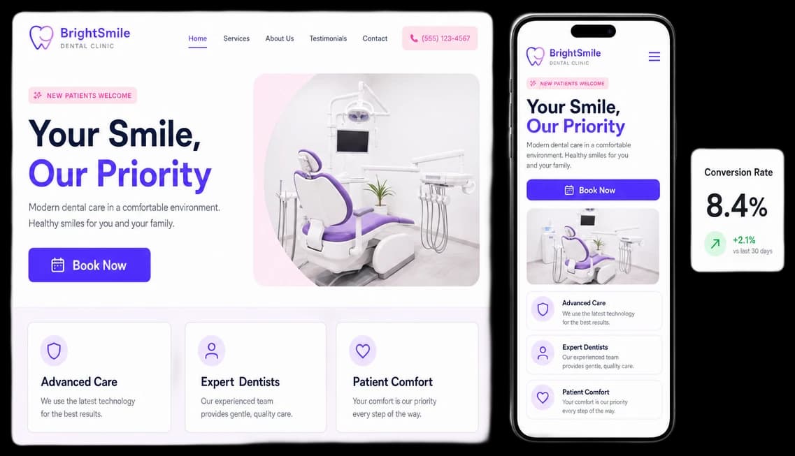 Cosmetic surgery website design example