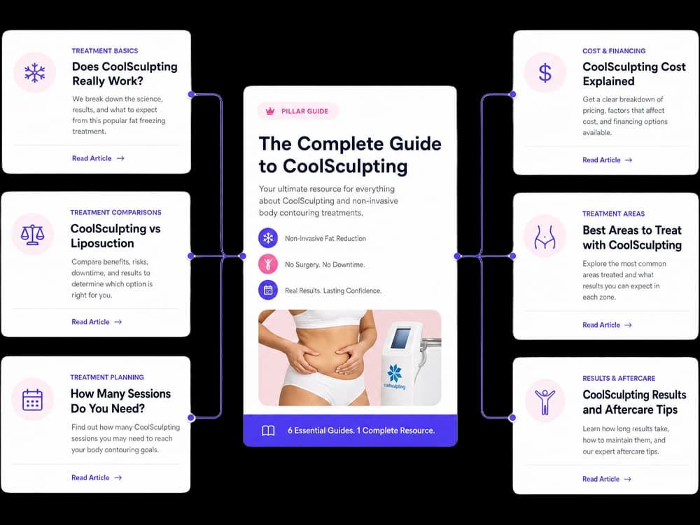 Content hub and article cluster map for body contouring