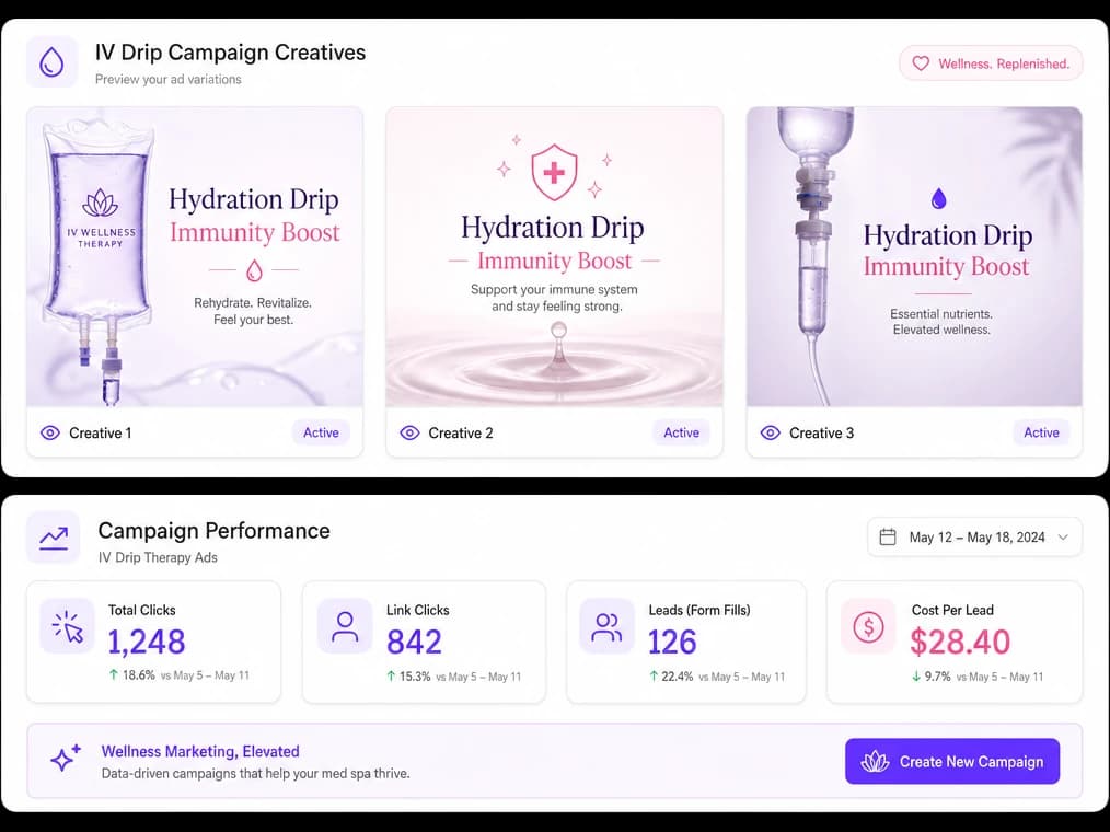 Wellness-positioned IV therapy ad creatives and performance