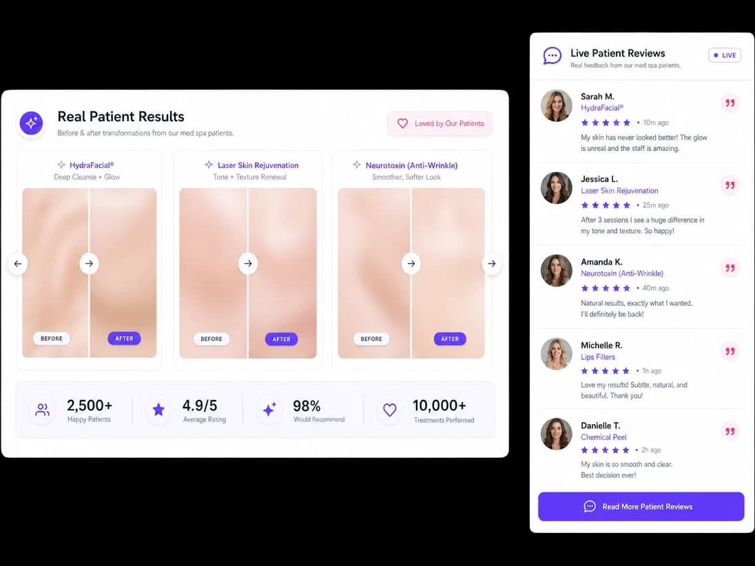 Before and after carousel with review stream