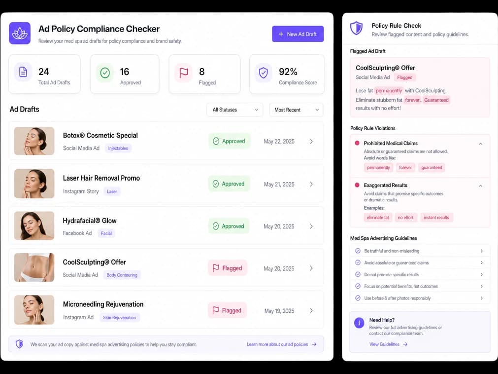 Ad policy compliance checker for medical advertising