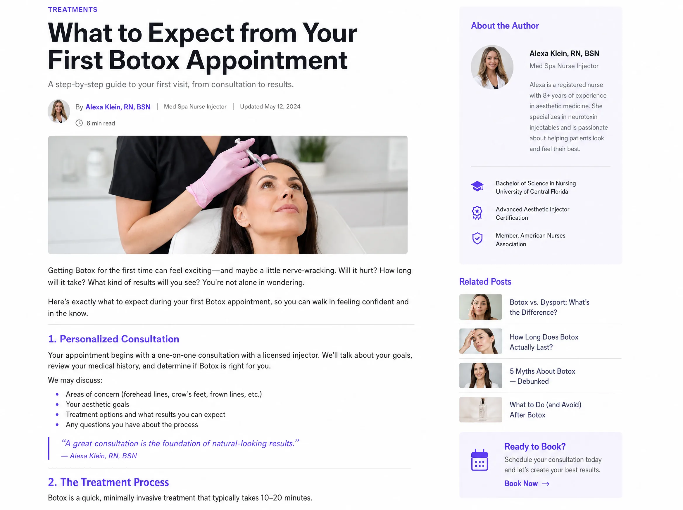 SEO Blog Posts — real med spa example produced by Aesthetix Media