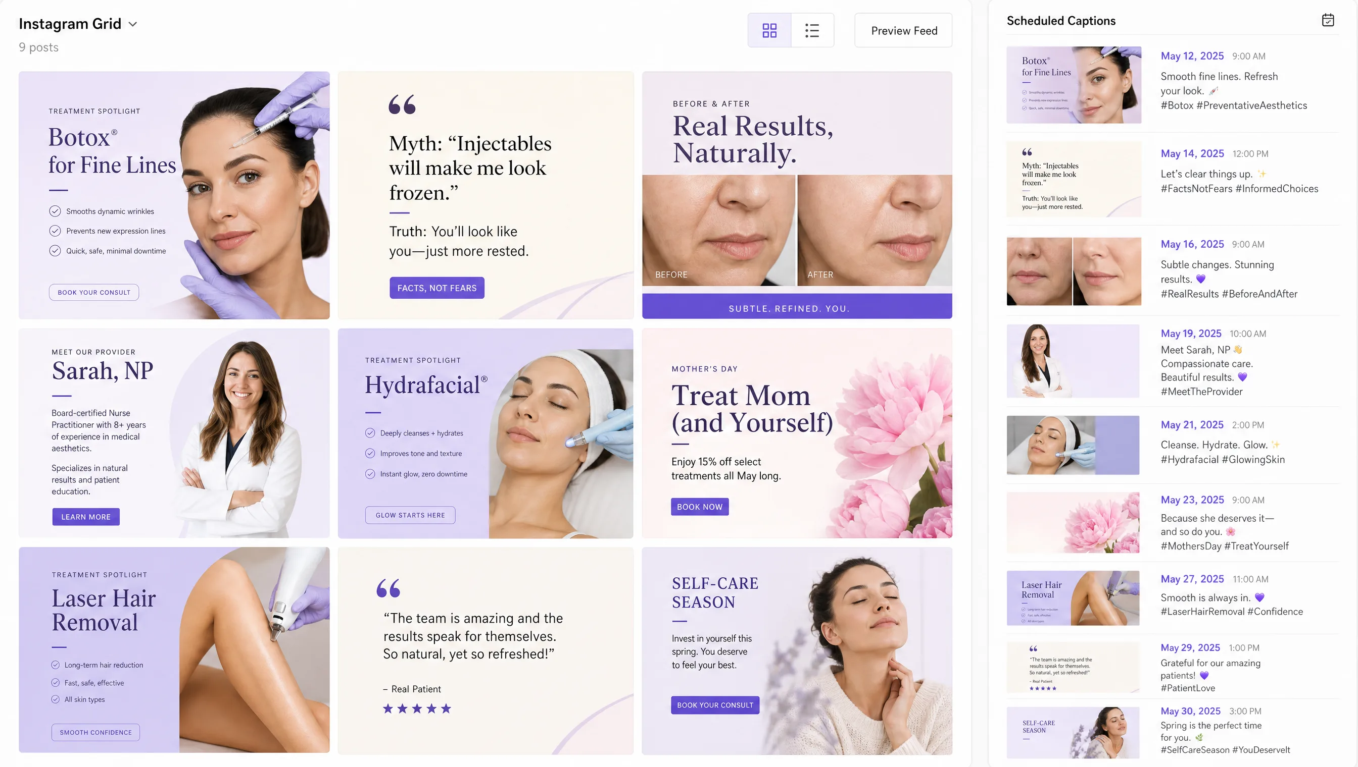 Social Media Content — real med spa example produced by Aesthetix Media