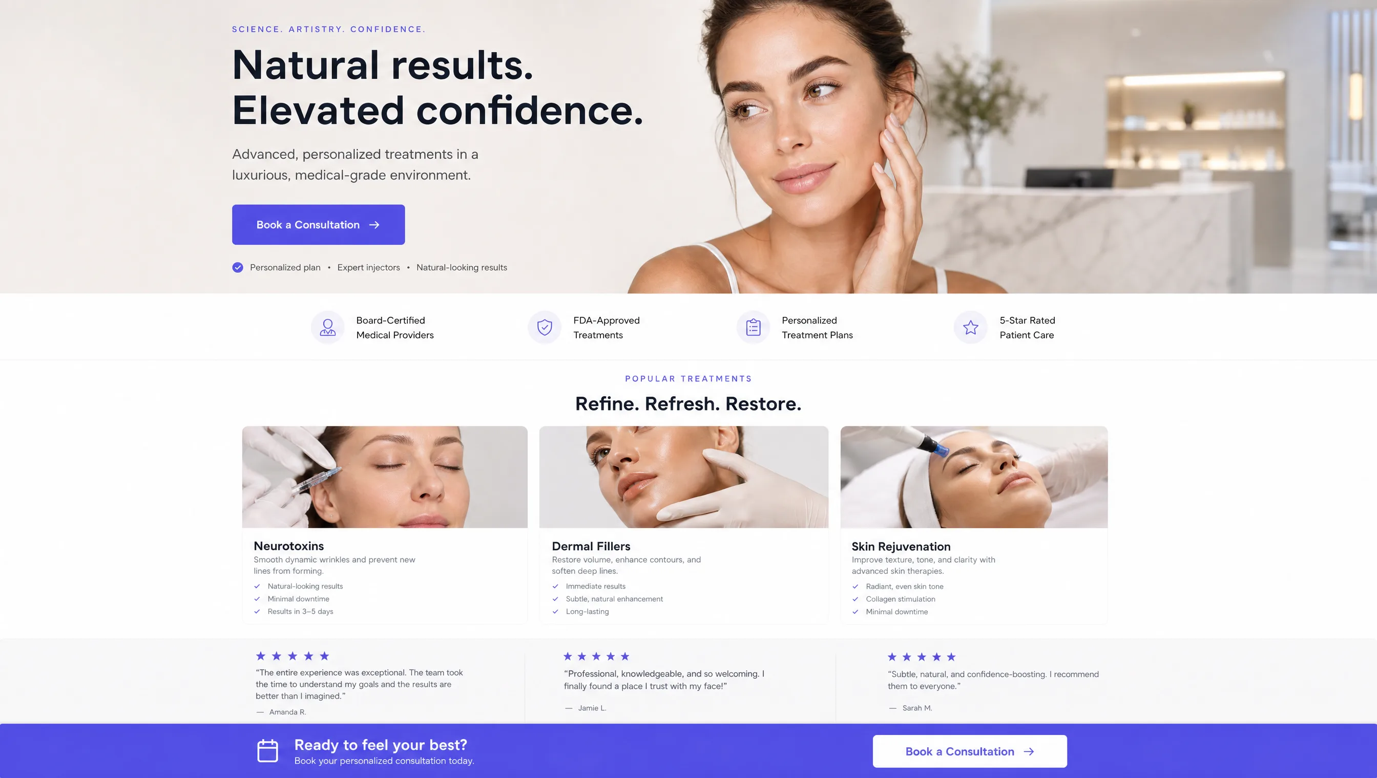 Website Copy — real med spa example produced by Aesthetix Media
