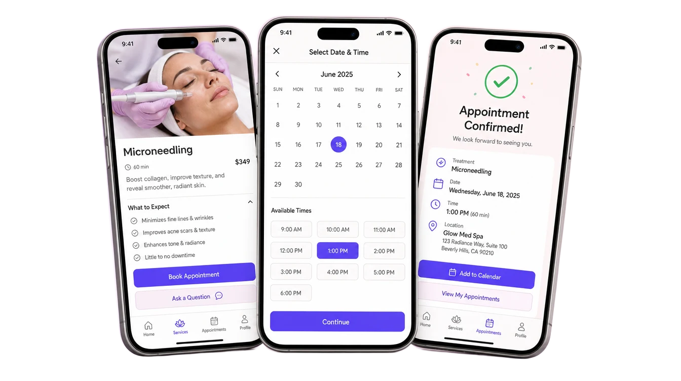 Mobile UX — real med spa example produced by Aesthetix Media
