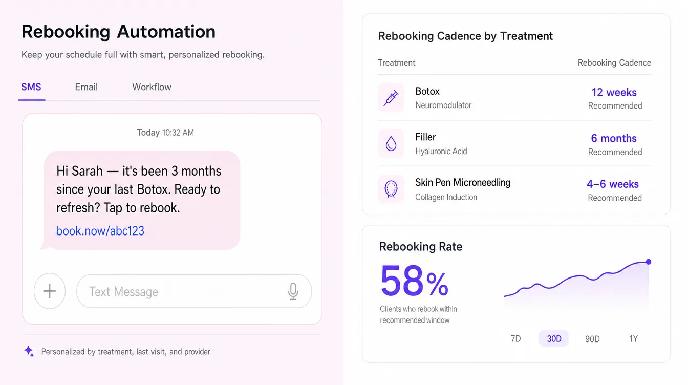 Rebooking Sequences — real med spa example produced by Aesthetix Media