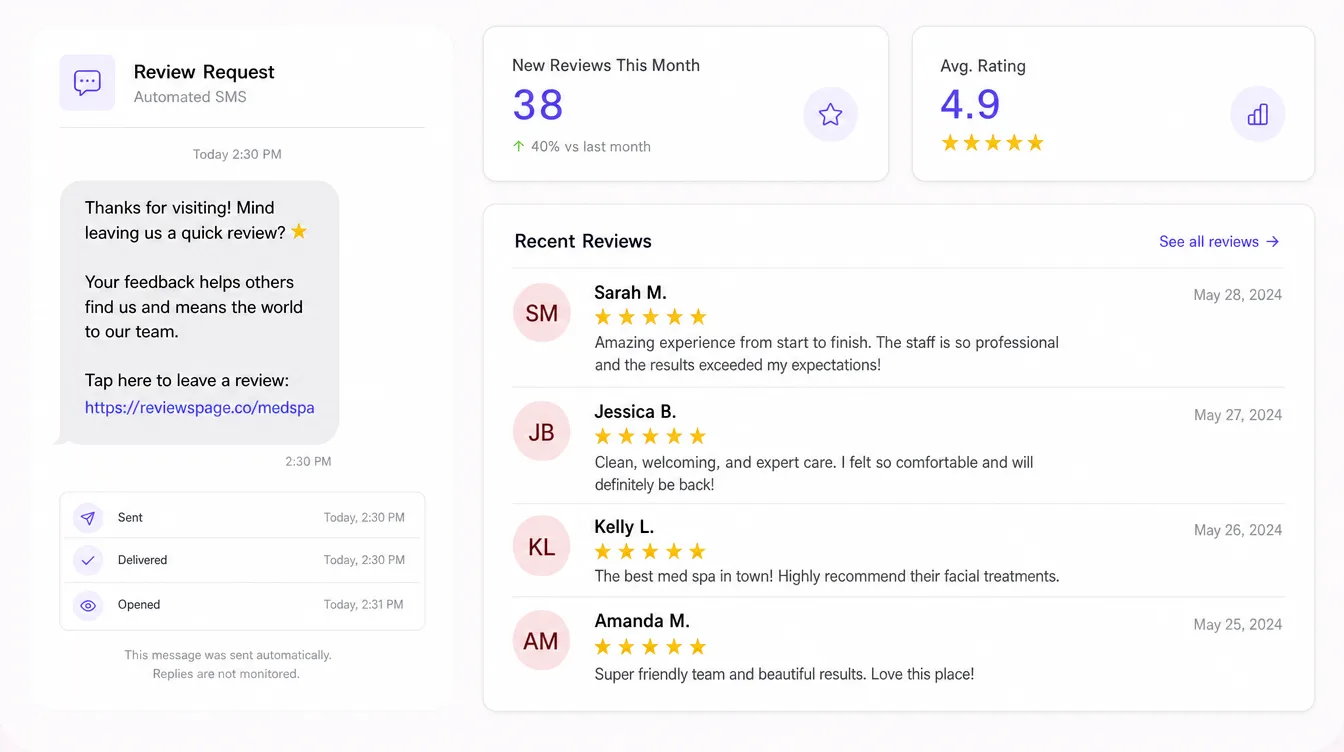 Review Request Sequences — real med spa example produced by Aesthetix Media