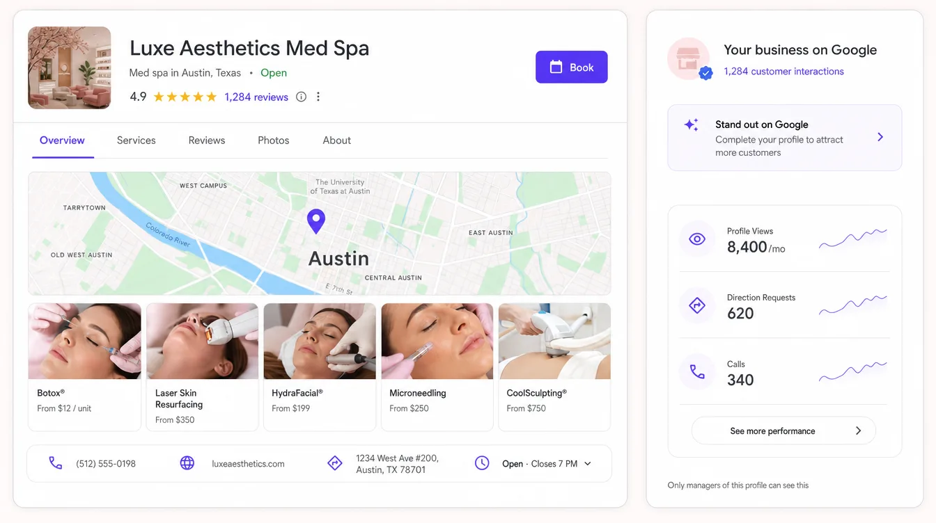 Increase Online Visibility — real med spa example produced by Aesthetix Media
